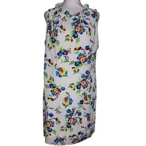 Karl Lagerfeld Paris Floral Print Sleeveless Halter Dress White Size 14